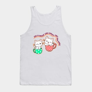 "Life is Better with Coffee, Cats, and Books" Tank Top